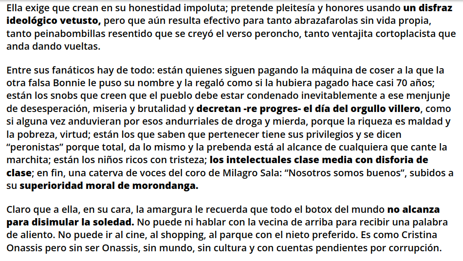 javiermdq's tweet image. Este extracto de la nota de Osvaldo Bazán en Diario El Sol es para ponerle marco y colgarlo en cada parada de colectivo, a ver si un día (que iluso yo) los #ProgresFalopa ven la realidad de lo que idolatran.