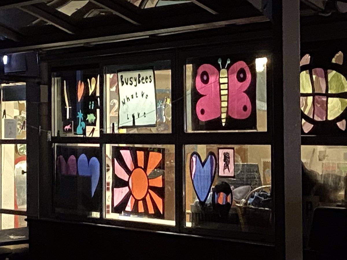 MartinClarke_'s tweet image. Very moving work at @BlueCoatPrimary - here are the windows of the pre-school and busy bees 😍