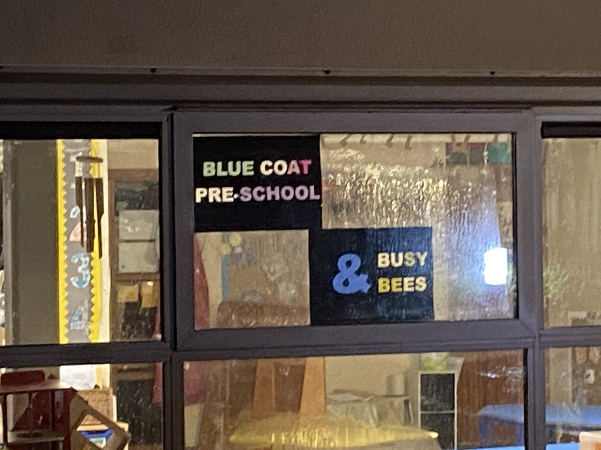 MartinClarke_'s tweet image. Very moving work at @BlueCoatPrimary - here are the windows of the pre-school and busy bees 😍