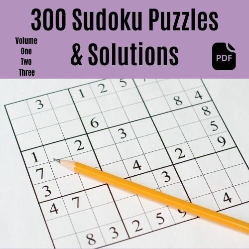 jordan on twitter excited to share this item from my etsy shop 300 sudoku puzzles with solutions volume one two three sudoku printable digital download pdf puzzle printable for kids easy medium
