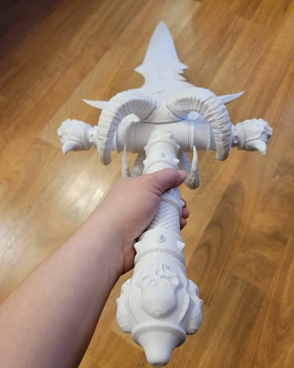Shamaz084's tweet photo. Super happy with how this printed out and assembled! Can't wait to get it primed and painted. Awesome work by @HelheimLab
https://t.co/I400ADoJzU
#artistatwork #makecoolstuff #3dcg #3dprinting #Frostmourne #lichking #worldofwarcraft #replica #prop https://t.co/6rH9amrDyT