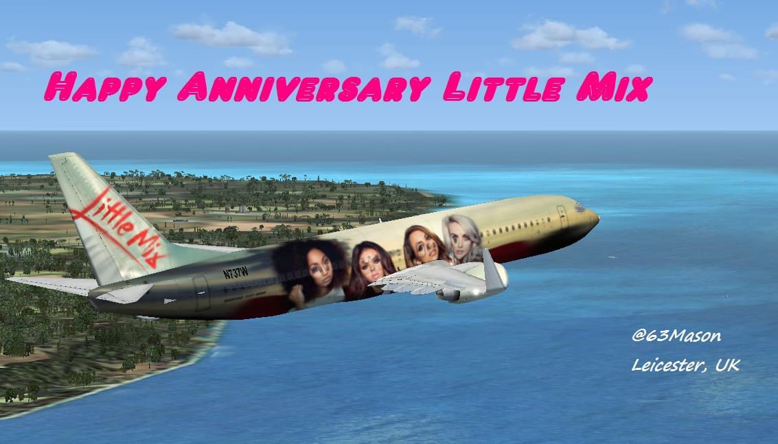63Mason's tweet photo. Found an old picture of my Little Mix Boeing 737 Salute Aircraft 😊 #Aircraft #Boeing #LittleMix #Salute #Airplane https://t.co/RqeXhgDsFn