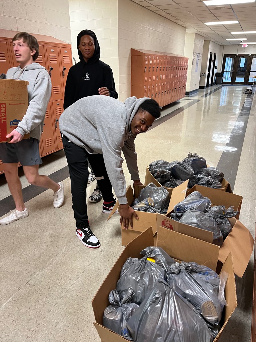 After an arduous basketball schedule this week, our players still found time to  help with backpack item deliveries after their game on Saturday!!