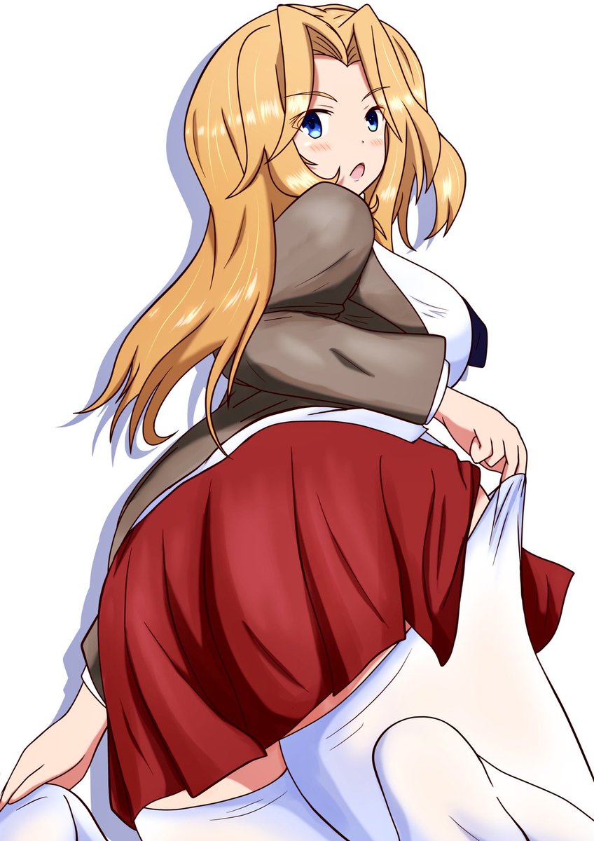 ケイ(ガルパン) 「ニーソを上げ直すケイさん 」|meiyaのイラスト