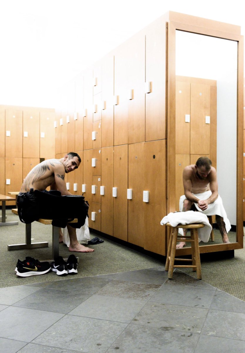 fightpicsgohard's tweet photo. Tony Ferguson and Donald Cerrone cutting weight together outside a sauna before fighting each other the next day at UFC 238 (2019) https://t.co/FwTw3JACwQ