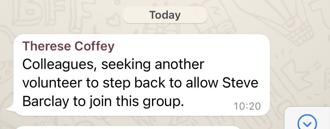 So much for that No 10 reshuffle restoring relations with MPs - Boris Johnson’s new chief of staff Steve Barclay can’t even join the Tory MP WhatsApp group…