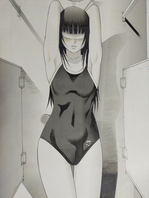 気になってた原稿発掘。「Swim-Ming-Club」。タイトルページこそアナログ仕上げだけど、それ以降のページは水着の質感だけデジタル仕上げ…風。実はペン入れ原稿をスキャンして水着だけPCでデジタル仕上げ後コンビニプリントで出力したモノをカッターで切り出して紙原稿に貼ってる。手間が濃い! 