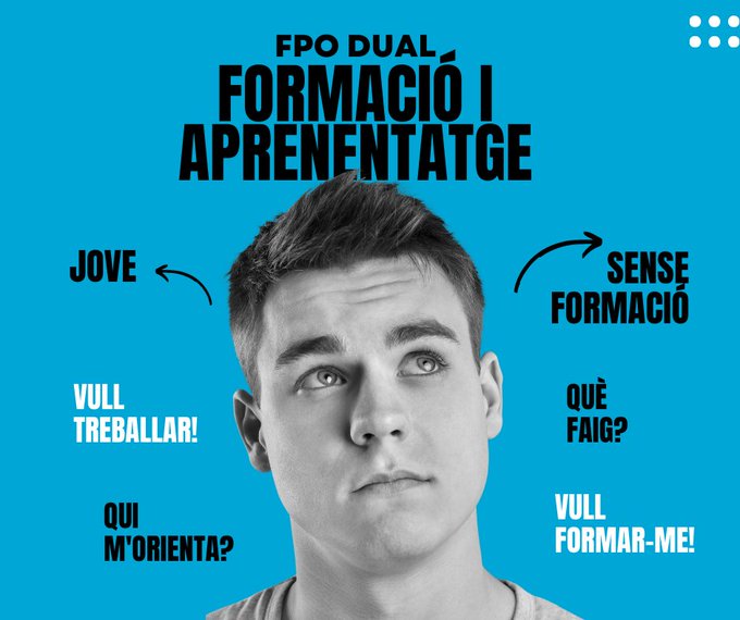☝🏼 Si tens entre 16 i 29 anys i estàs a l'atur, aprofita aquesta oportunitat!

📋 FPO DUAL
👩🏼‍🔧👷🏾‍♂️🧑🏿‍🌾 Contracte d'1 any per treballar en una empresa i formació per aconseguir un certificat de professionalitat.
🗓️ Inscripcions fins al 15 de febrer!

📌 garantiajuvenil.gencat.cat/ca/Que_Toferim…