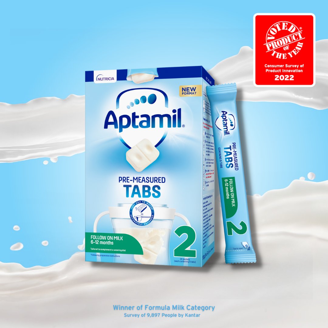 Product of the Year UK on X: No need to measure out scoops of powered  formula, just use @danone Aptamil Follow on Milk Tabs, for a more  accurately measured feed, minus the