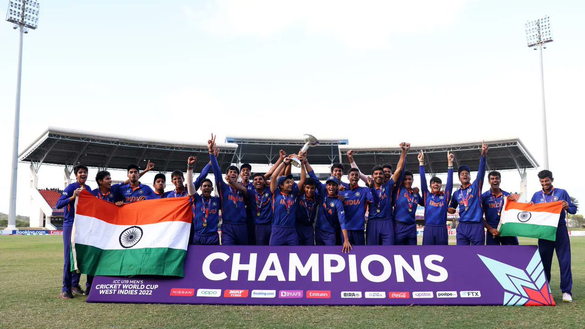 bkrt230's tweet photo. As India's Under-19 Cricket Team won the U19 World Cup title for the record fifth time. We congratulate the entire team. Crazy cricket guys !!!  Congratulations boys 👏👏👏 #U19WorldCup #Cricket https://t.co/SU2zP4a8AK