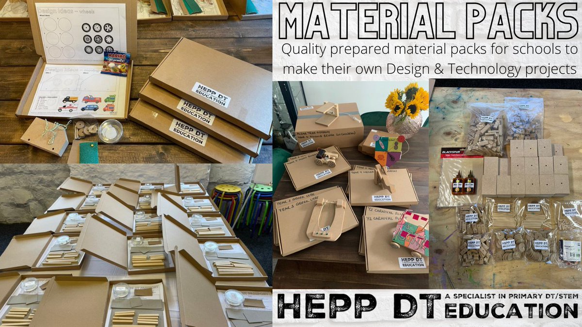 heppdt's tweet photo. Want to teach DT in your school but don't have the materials? Get in touch and we will do the prep for you! #primaryDT #materialprep #DTinaBox #classpacks https://t.co/At0lZCVi7w