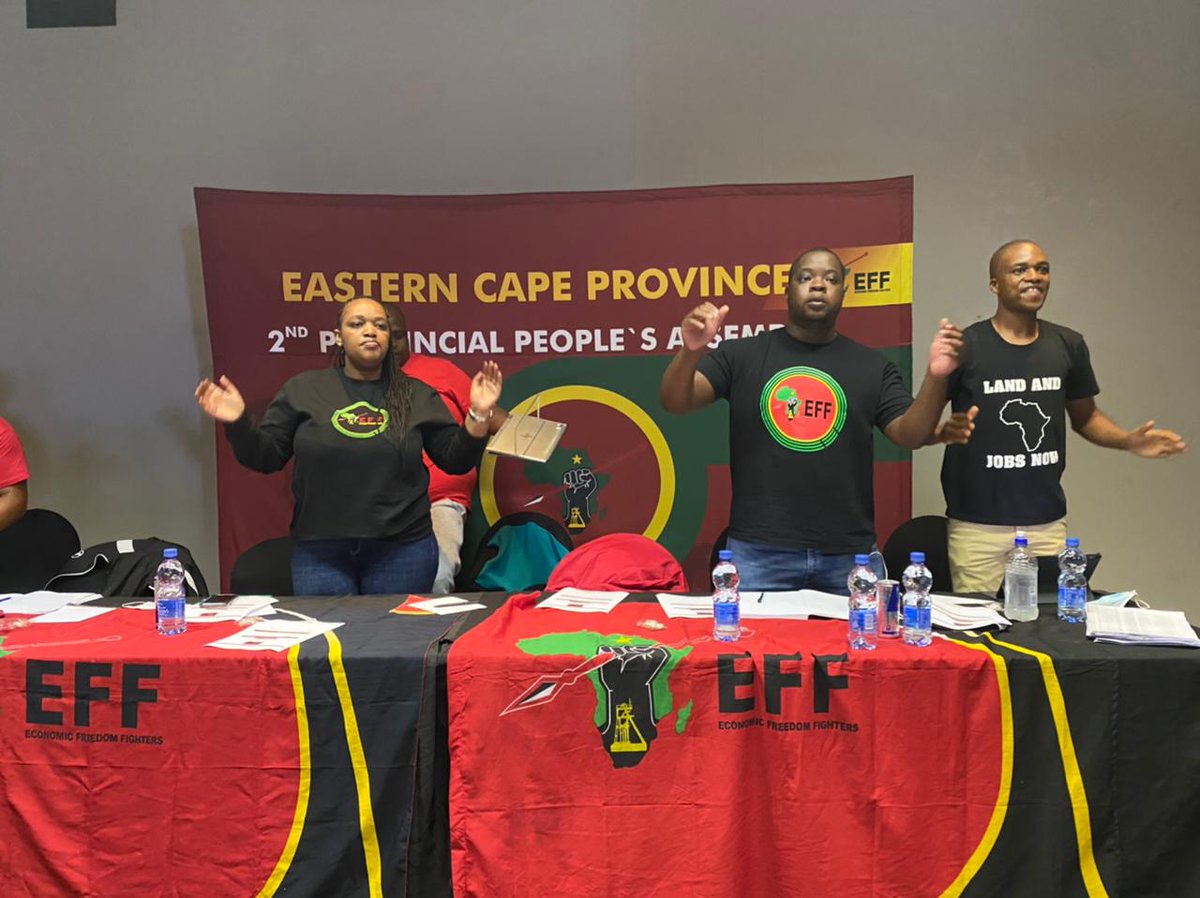 EFFEASTERNCAPE_'s tweet photo. [IN PHOTOS] : The Eastern Cape #EFFPlenum2022 is also attended by its CCT deployees who showed dedication and much effort to grow the EFF during 2021 LGE.

Cmsr @Dlamini_M1, Cmsr Motumba and Cmsr Thabane are CCT members deployed to oversee daily work of the EFF in the EC. https://t.co/RXIrnerZZd
