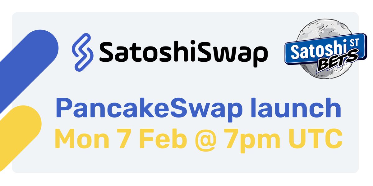 Yes! SatoshiSwap launches on PancakeSwap at 7pm UTC on Monday!
Join the newly opened Telegram group t.me/SatoshiSwapOff… to discuss the launch!
Airdrops to presale participants will happen tomorrow before launch!
Keep an eye on our website and socials for the contract details!