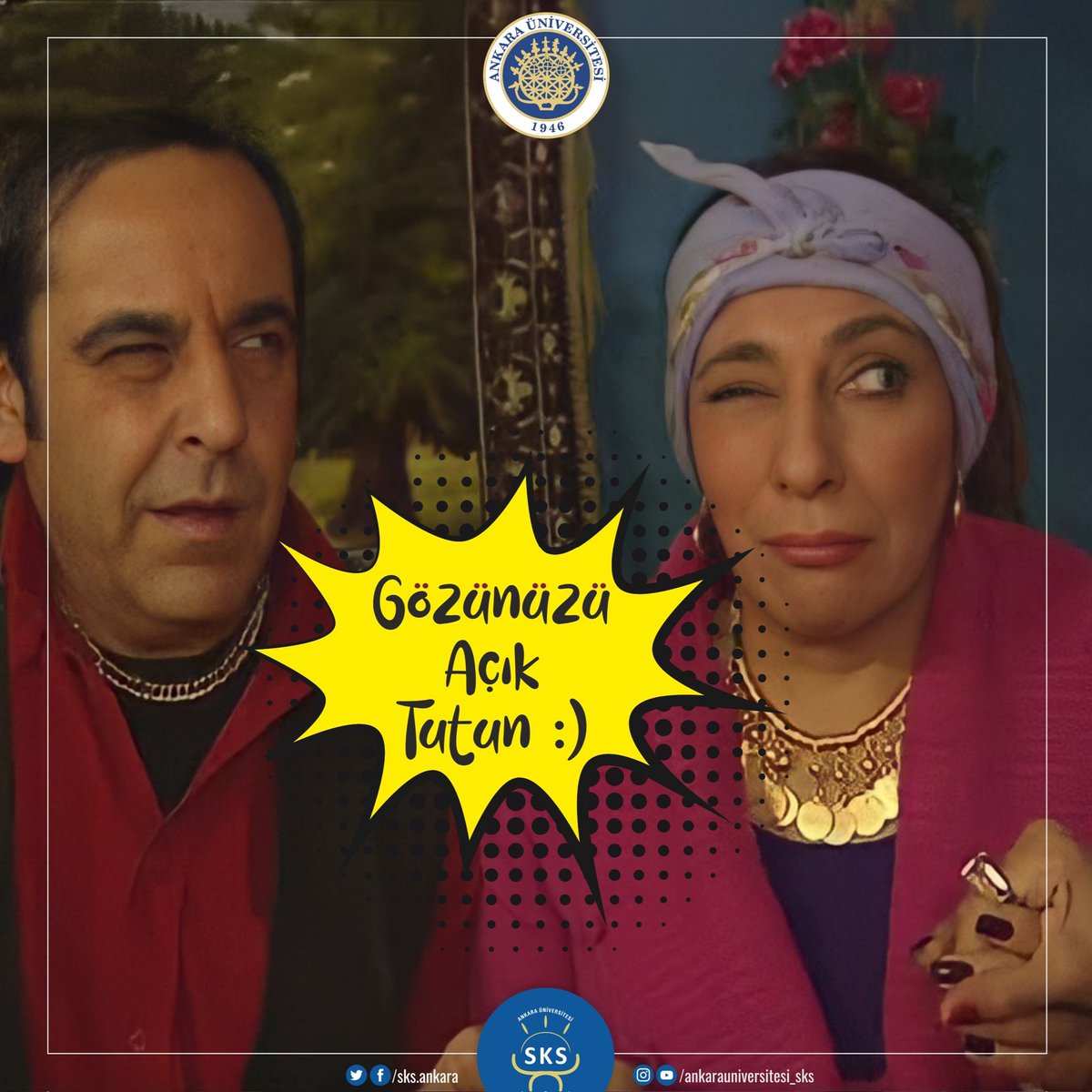 SKS_ankara's tweet photo. ☺️Ankara Üniversitesi öğrencileri! 
Uykunuzu alın, internetinizi ve bilgisayarınızı hazır edin. 

⏰ Sabah dokuzda, topyekün ders seçimi başlayacak. 

👀 Gözünüzü açık tutun. 😅 https://t.co/bO1QrenvkH