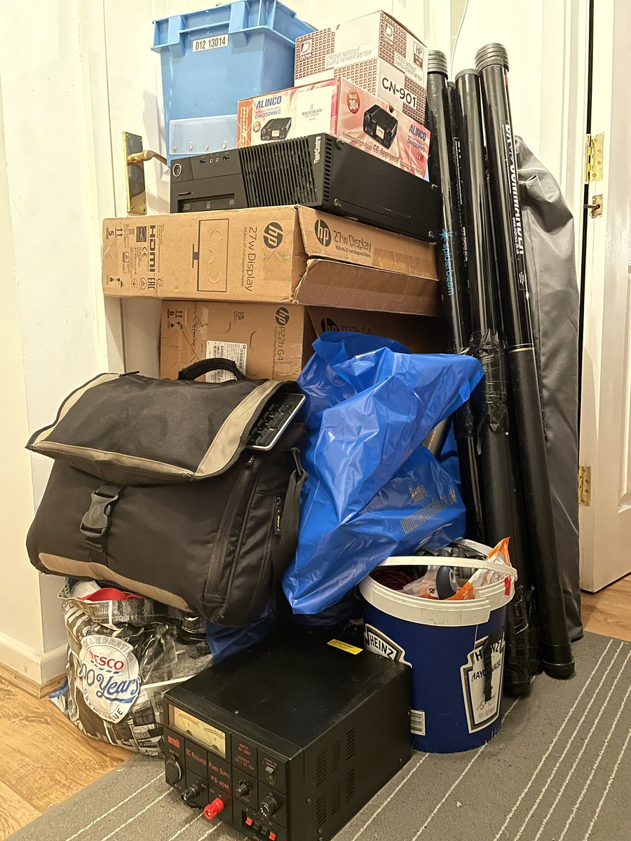 #CQ WPX RTTY. Getting all the kit ready to transport to my contest location on Thursday. The Acom amp and the coax is not in this pile yet!! Think I need a bigger car. #cq #rtty #contest #wpx #m5ric #G1N  #Devon #Acom #gortty