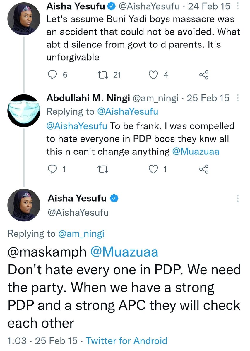 AishaYesufu's tweet photo. If e easy go to your tweets before 2015 election!😏
This was my stance then and still my stance now!
Get to work. Emotional blackmail didn't work 2019 neither will it work 2023
Get to work!
#TheyDontFightForYou
#DoPoliticsWithSense https://t.co/JbEOLOICmL