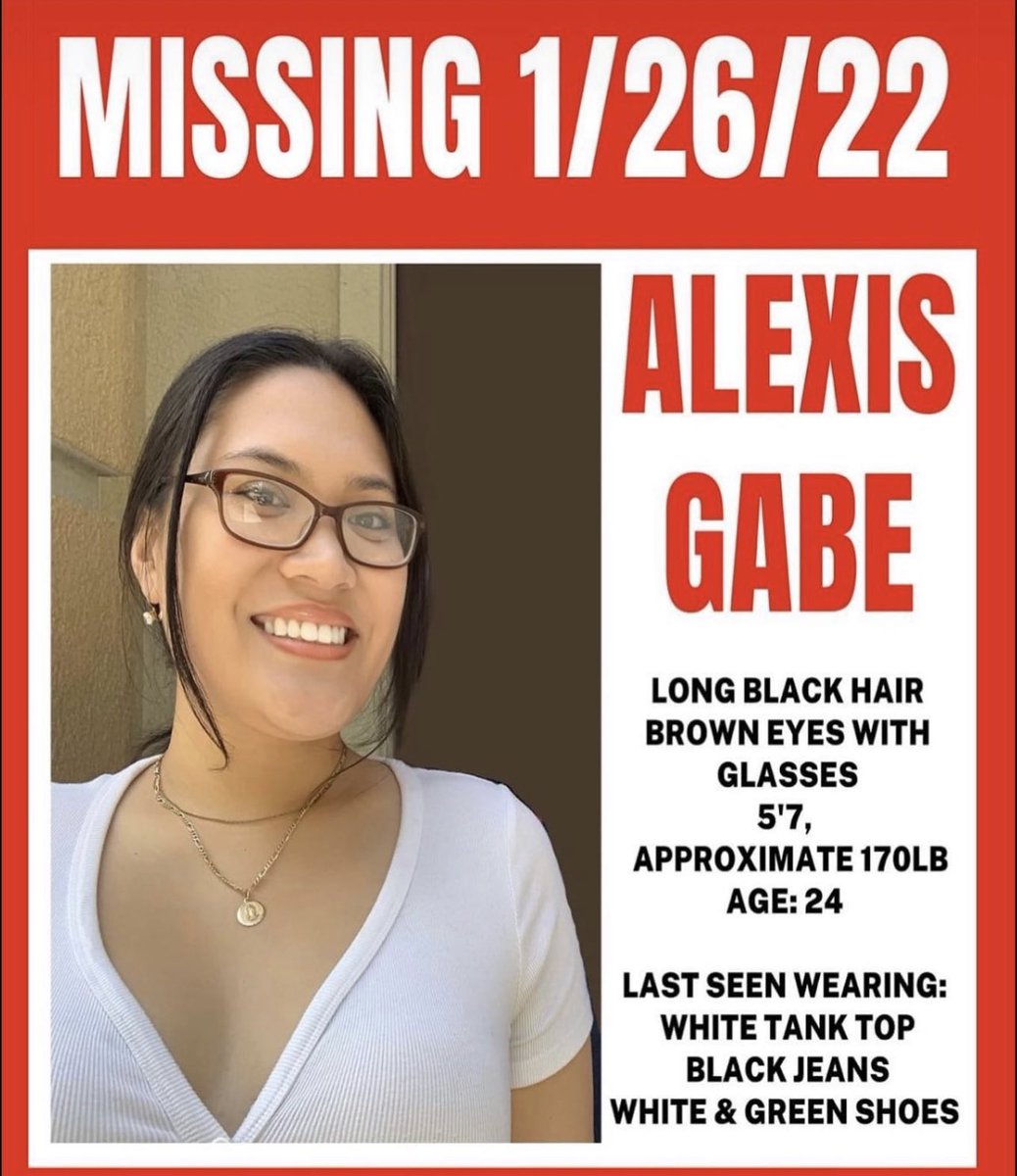 laureenstewart4's tweet photo. ** URGENT - MISSING PERSON - ALEXIS GABE ** 
there will be a Vigil Walk today (02/06) @ 1pm for my friend Alexis Gabe, who has been missing since 01/26. we will be walking from Trenton Street, where her car was found, to City Hall. we love &amp; miss you Alexis. please come home. https://t.co/BF9btutCxq