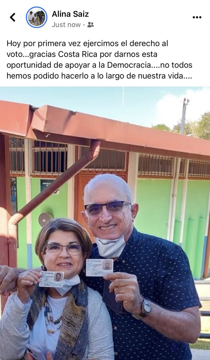Hoy mis papás de 60 y 57 años votan por primera vez en su vida ya que en Cuba nunca pudieron. Aprovechen su oportunidad!