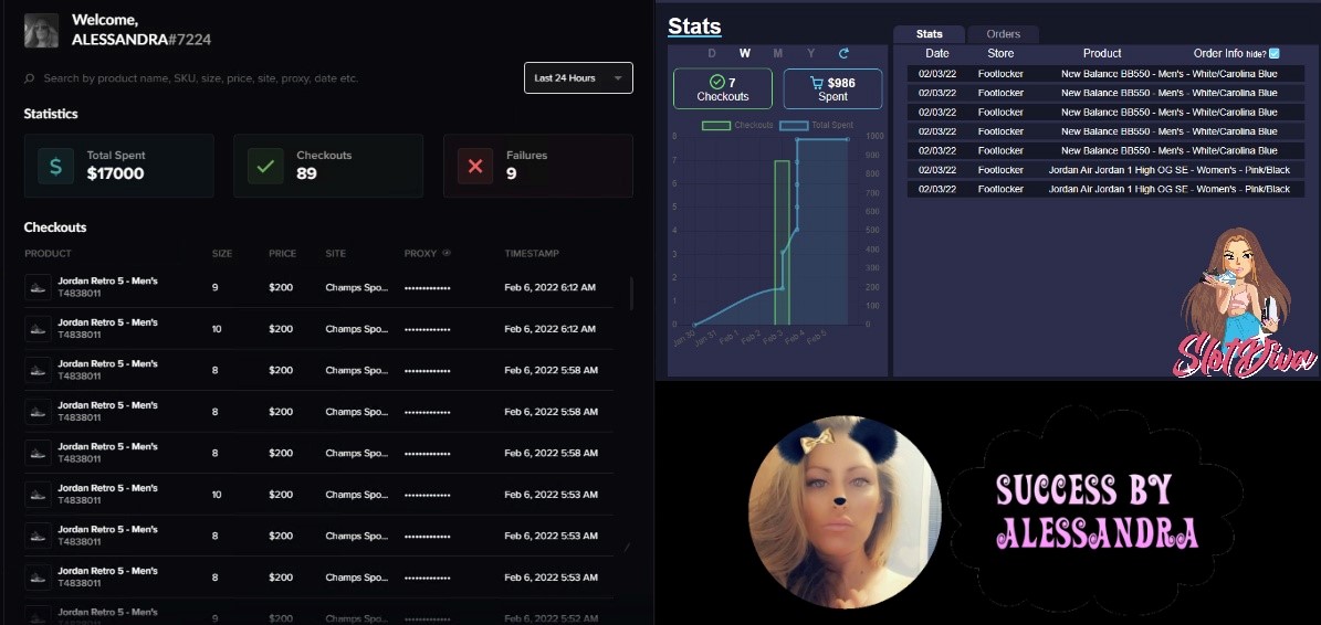 Past couple of days...
Love automation &amp; good proxies ❤️
🤖 <a href="/Noble_AIO/">Noble AIO</a> <a href="/sigmabots/">sigma x SecretCLI</a> 
🌐 <a href="/PettiProxies/">PettiProxies</a> <a href="/SurgeProxies/">Surge Proxies</a> @ProxiesBanana  
(Use code: ALESSANDRA for 25/20% off Petti/Surge)
🖥️ <a href="/RenownedServers/">Renowned Servers</a> <a href="/TheHypeProxies/">HypeProxies</a> 
🧑‍🤝‍🧑 <a href="/boomer_fnf/">BoomerFNF</a> <a href="/NotifySquared/">N2</a> 
💳 <a href="/SLOT_DiVA/">Slot Diva</a>
