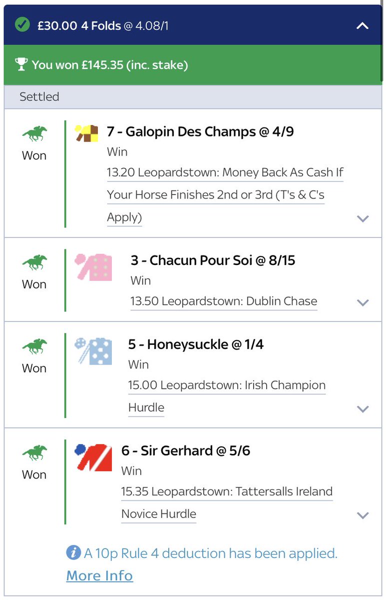 TheCornishTips1's tweet photo. This horse 4 fold was always a banker @ 4/1! Glad our subscribers got onboard and made some tidy profit 👌🏻 #Leopardstown #HorseRacingTips https://t.co/tK3DC4ImaT