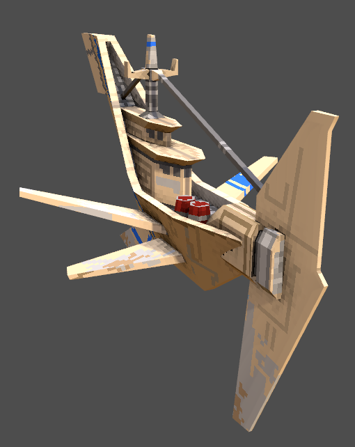 Davunkuman's tweet photo. The skyship from Cloud Raider #Blender3d #lowpoly #pixelart #unionbytes https://t.co/3lDyThntly