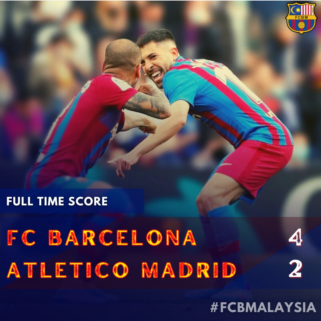fcbmalaysia2's tweet photo. Kemenangan yang penting dan berharga. Team perform baik secara berpasukan bila perlu. Tapi gagal kekalkan momentum walaupun semasa leading 4-1. Barca hilang momentum sebelum Alves dikenakan kad merah.

#BarcaAtletico #fcbvsatm https://t.co/FEhHGVYKWv