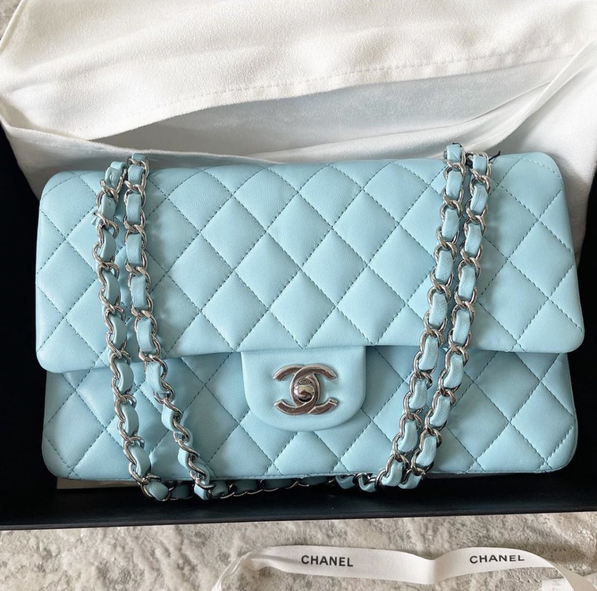 Chanel Classic Flap Medium Baby Blue 24k Gold Hardware at 1stDibs baby blue chanel bag chanel baby blue blue chanel bag with gold chain #43 Chanel Classic Flap Medium Baby Blue 24k Gold Hardware at 1stDibs baby blue chanel bag chanel baby blue blue chanel bag with gold chain