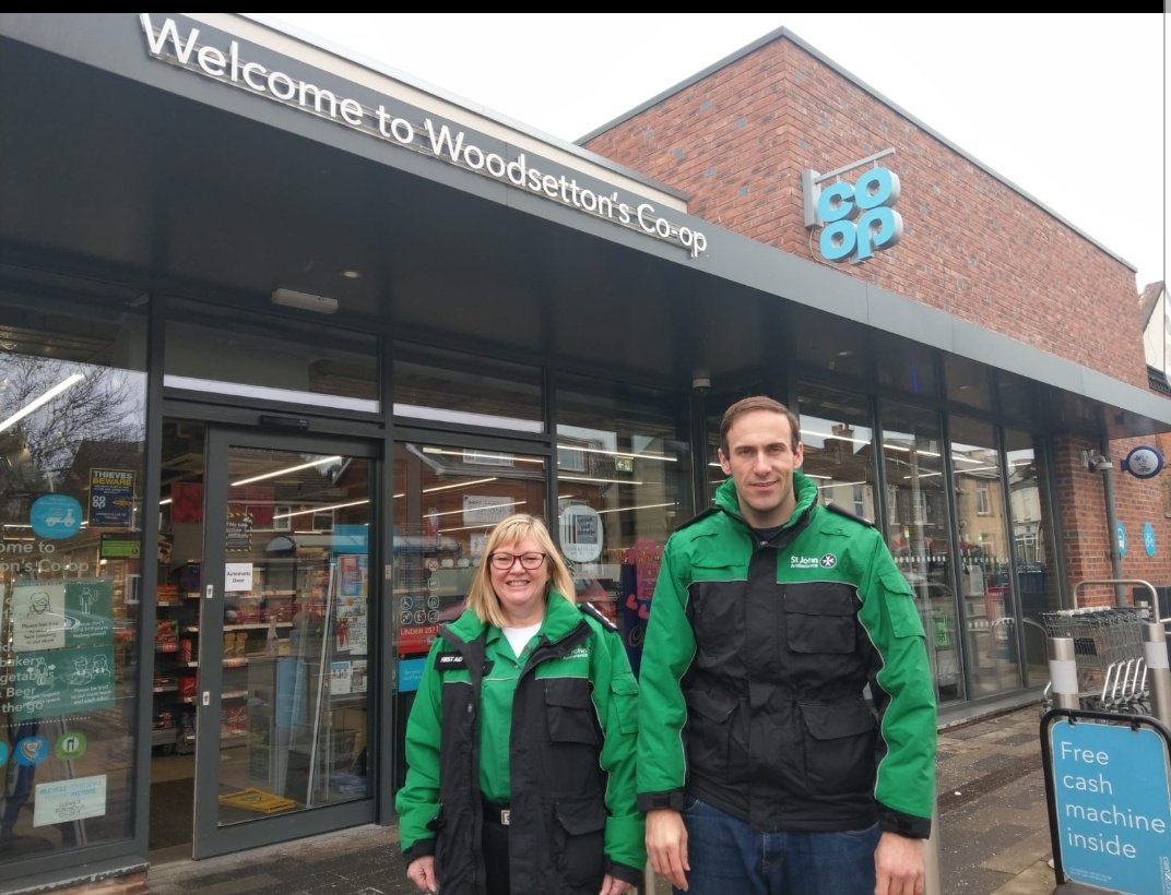 I wish to thank @webblegs78 #WoodsettonCoop for meeting with @KeiranCasey + I. @SJA_Sedgley has been chosen as 1 of their charities so look forward to working with them. As a member you can choose who receives points when you shop so sign up for a card @ £1+ choose SJA please.