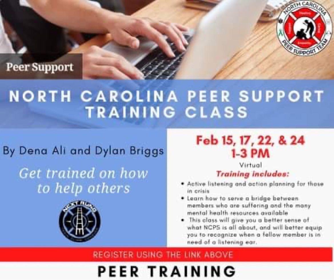 NCPeerSupport's tweet photo. Don’t miss out on this awesome class with Dena Ali and her crew! To sign up, click here: https://t.co/bx2XpMB2QF. This is a virtual class, so you are able to attend from wherever you are! This class is for those who already have experience in peer support and for those learning https://t.co/GDQv0SZBAA