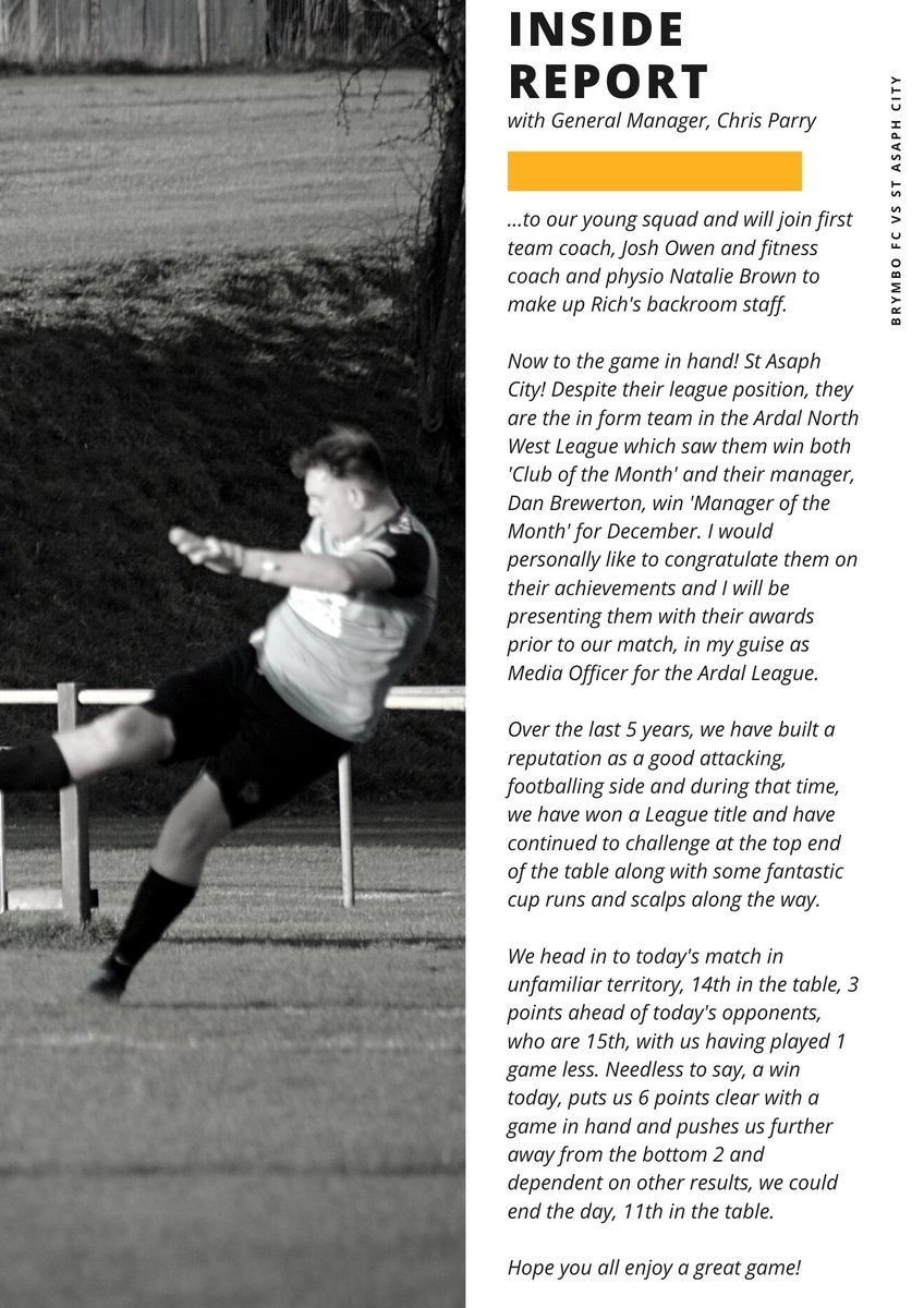 ArdalChris's tweet photo. My #InsideReport in yesterday's match programme
@brymbofc @capper07 @StAsaphFC @ArdalNorthern https://t.co/EwWMOjfw0e