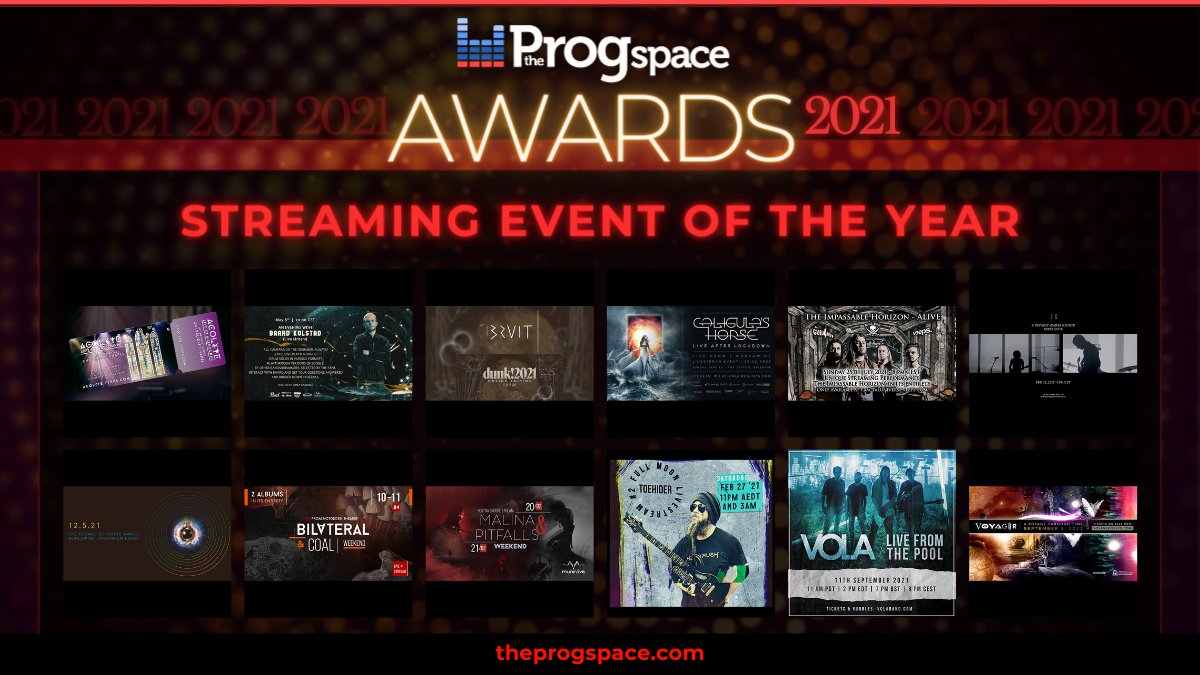 The Progspace (@theprogspace) on Twitter photo đź’Ąđź’Ą THE PROGSPACE AWARDS 2021 đź’Ąđź’Ą
Our 12 nominees in the category STREAMING EVENT: <a href="/acolyteau/">ACOLYTE (Official)</a>, Baard Kolstad, BRUIT≤, <a href="/CaligulasHorse/">Caligula's Horse</a>, <a href="/FractalUni/">Fractal Universe</a>, <a href="/Hypno5e/">Hypno5e</a>, <a href="/karnivool/">Karnivool</a>, <a href="/leprousband/">Leprous</a> x 2, <a href="/toehider/">toehider</a>, @volaband & <a href="/Voyagerau/">VOYAGER</a>:
theprogspace.com/awards2021/ đź’Ąđź’Ą THE PROGSPACE AWARDS 2021 đź’Ąđź’Ą
Our 12 nominees in the category STREAMING EVENT: <a href="/acolyteau/">ACOLYTE (Official)</a>, Baard Kolstad, BRUIT≤, <a href="/CaligulasHorse/">Caligula's Horse</a>, <a href="/FractalUni/">Fractal Universe</a>, <a href="/Hypno5e/">Hypno5e</a>, <a href="/karnivool/">Karnivool</a>, <a href="/leprousband/">Leprous</a> x 2, <a href="/toehider/">toehider</a>, @volaband & <a href="/Voyagerau/">VOYAGER</a>:
theprogspace.com/awards2021/