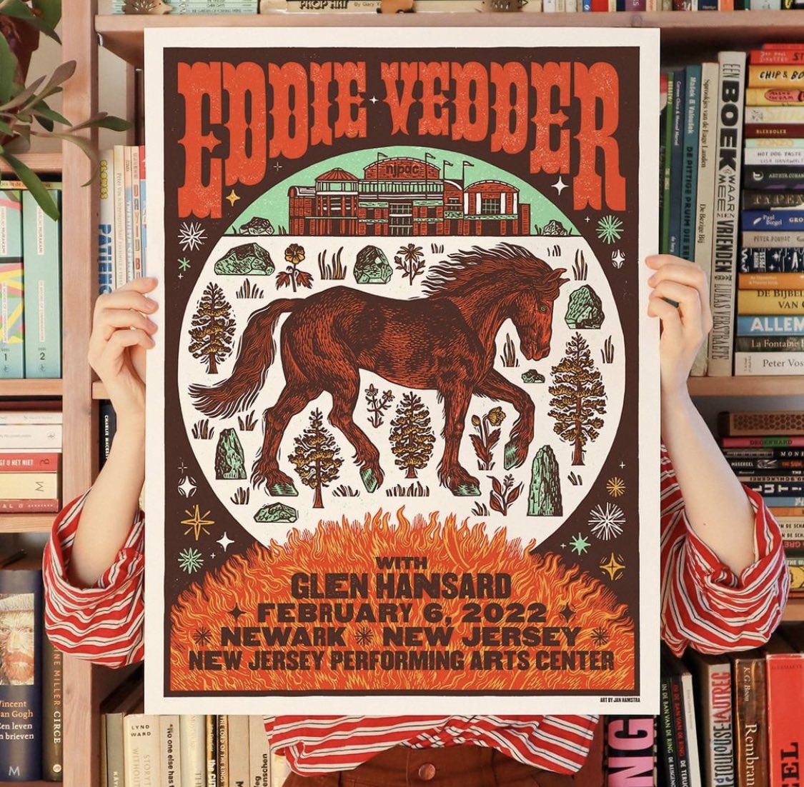 PearlJamHolland's tweet photo. Very cool!!
Tonight’s poster created by the Dutch artist Jan Hamstra!
#eddievedder #glenhansard #pearljam #poster #janhamstra #newark #earthlings https://t.co/pDbYyZ4FcV