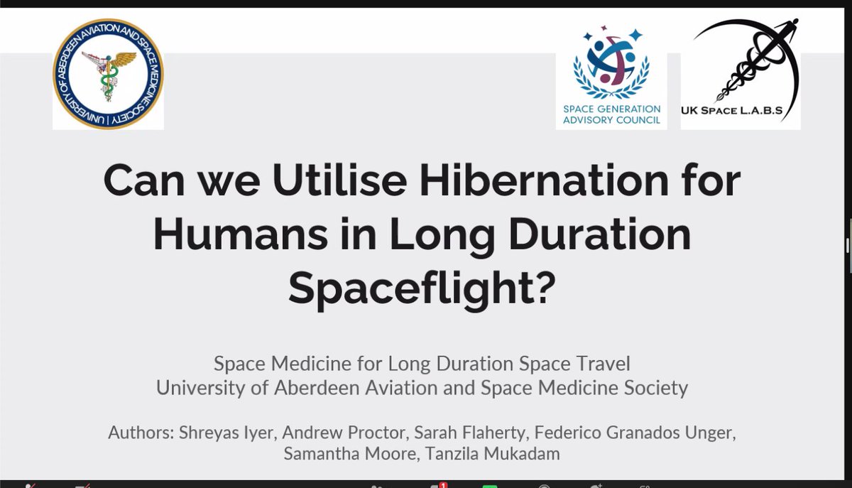 Great to hear my team member <a href="/Fd_unger/">Federico Granados Unger</a> speak on the possibilities of Hibernation in Space flight at the <a href="/SpaceMedAbdn/">University of Aberdeen Aviation and Space Medicine</a> 🚀 - Thank you for hosting us!! 🙌😃💡 ... The concept design is incredible, but we have a long way to go to unlock the secrets of hibernation! 🐿️🐁❄️😴🧑‍🚀