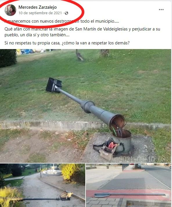 PSOESMV's tweet photo. No sólo se trata de denunciar los actos vandálicos, se trata de poner soluciones.
Es preocupante y más sabiendo que la Alcaldesa @MMZarzalejo es conocedora de ello que esas farolas siguen en ese estado tras todo este tiempo con el peligro que ello conlleva a nuestros hijos. https://t.co/f8HhsrUbcw