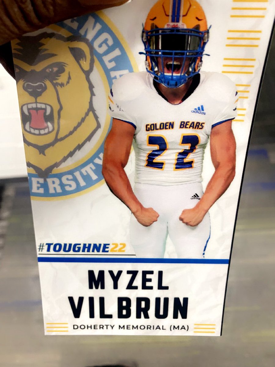 Thank you <a href="/Coach_Lebeau/">Jason Lebeau</a> <a href="/CoachDBenoit/">David Benoit</a> for a great visit at WNE 🟡🔵 <a href="/DohertyFootball/">Doherty Highlander Football</a>