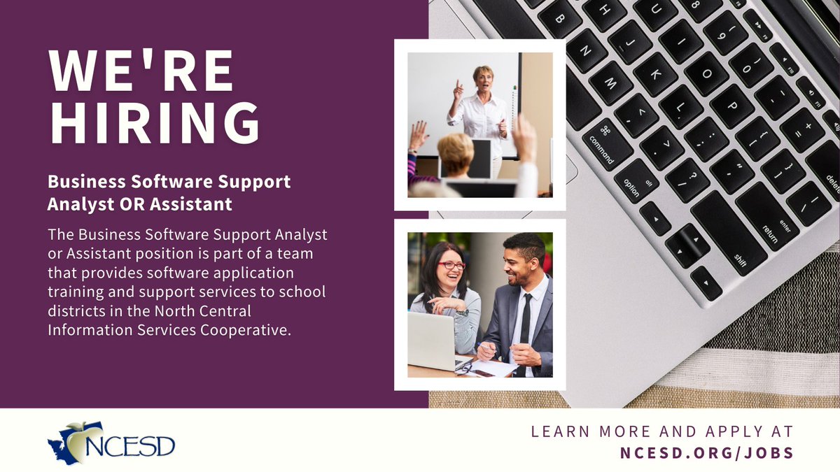 We're hiring a position to support districts in one of our cooperatives that provides software implementation, training and support for all aspects of Skyward SMS and Qmlativ Financial Management and Human Resources applications. Learn more at ncesd.org/job/business-s…