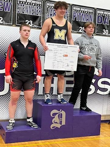 Congratulations to Polo wrestler Daniel Engel, 285 lb champion at the Dixon Regional