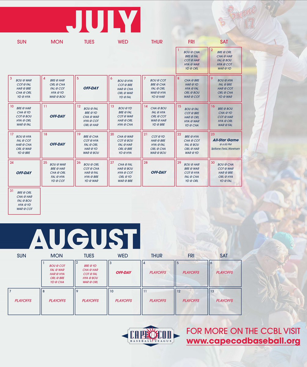 Cape Cod Baseball League Schedule 2022 Cape League (@Officialccbl) / Twitter