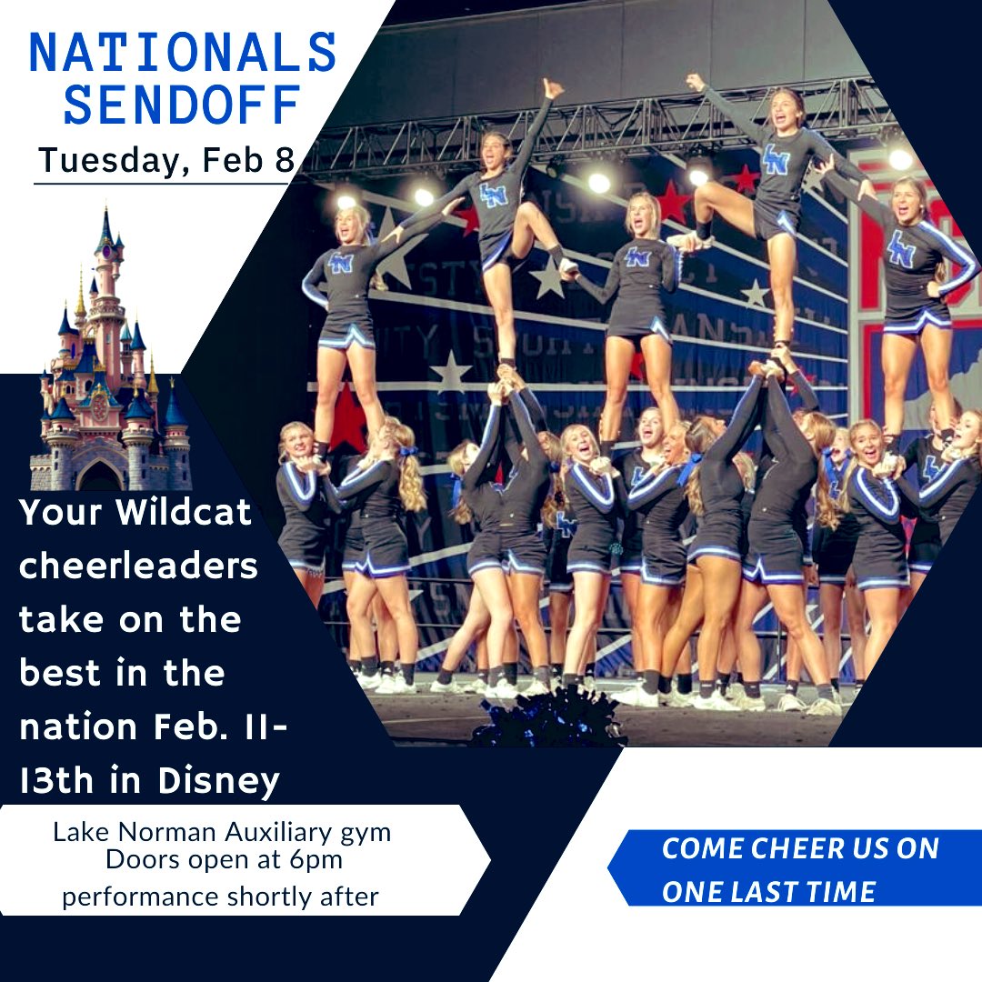 LakeCheer's tweet photo. We could use some cheers for the cheerleaders! Come see us one last time before we head to Disney! https://t.co/P27YZwwZTE