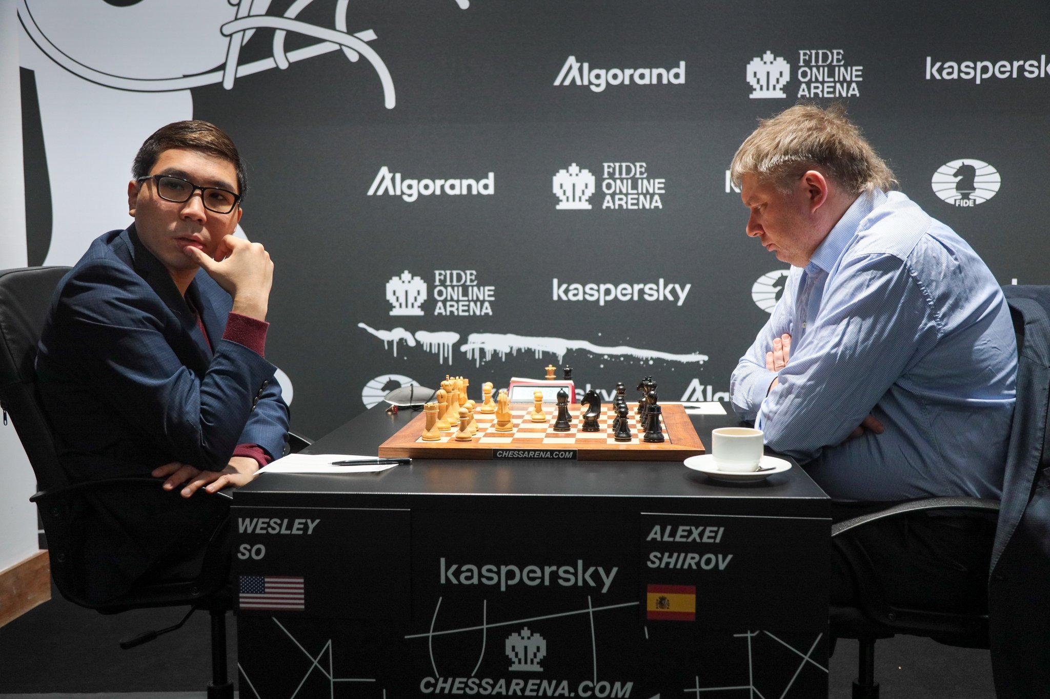 International Chess Federation on X: Wesley So defeats Alexei Shirov (his  second loss in a row) and catches Leinier Dominguez in the lead of Pool D,  half a point ahead of Pentala