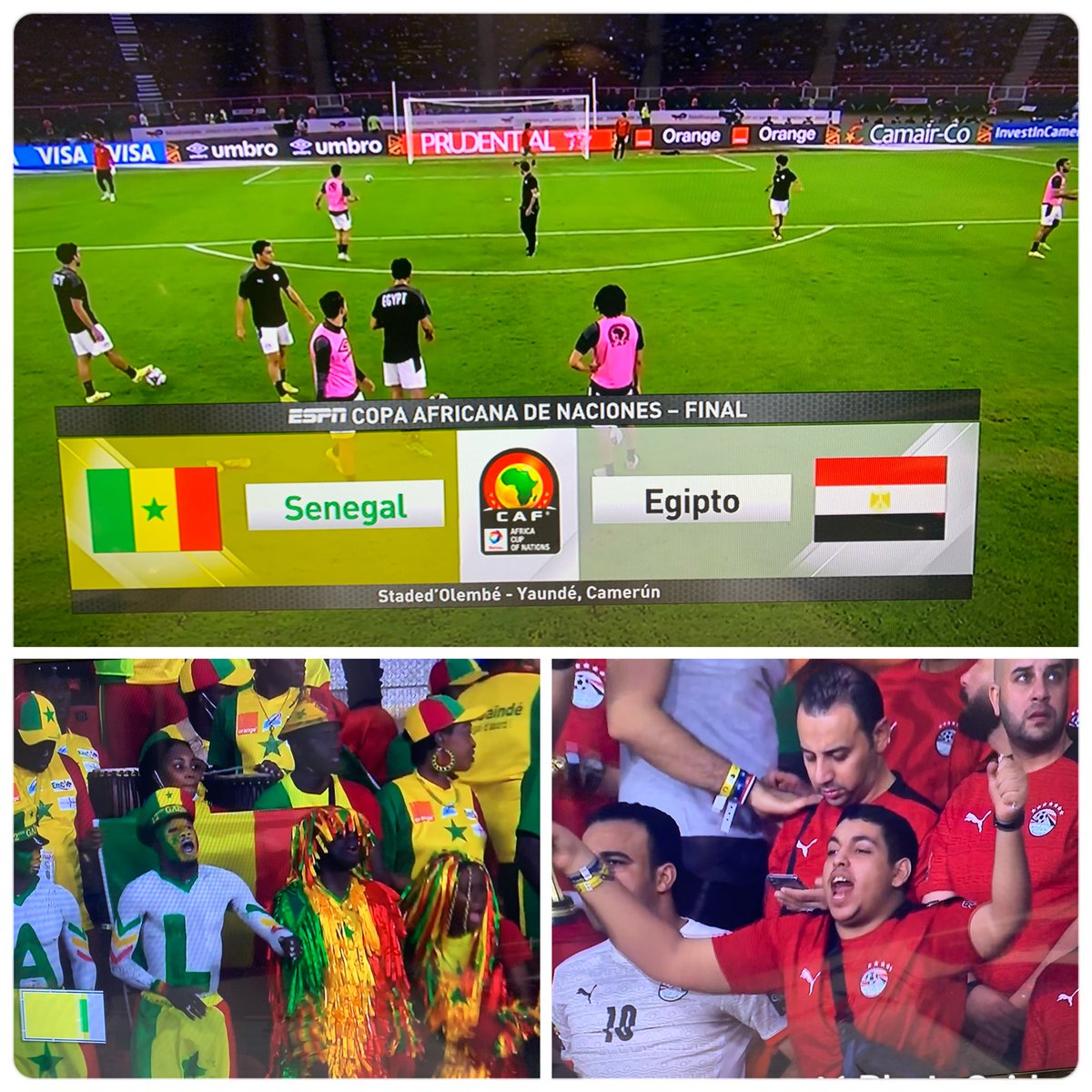 Gran fiesta, dentro y fuera de la cancha. Se viene la final de la Copa Africana de Naciones. #Senegal vs #Egipto #Mane vs #Salah Te esperamos con @wolffpedro por ESPN 2 (15:50hs) #futbolxespn