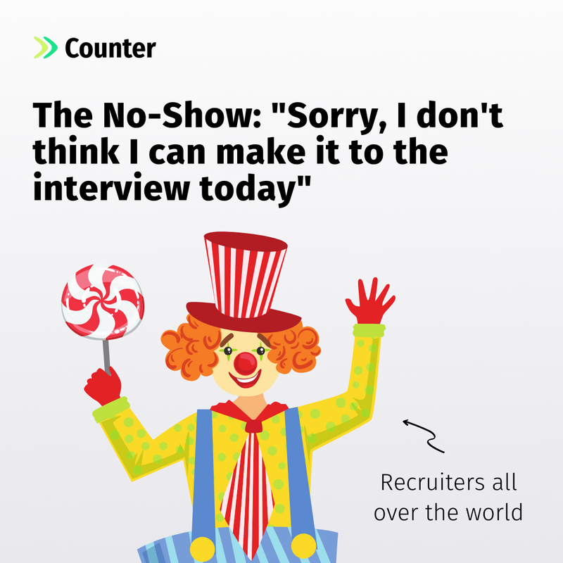 Counterhire's tweet photo. 😫 The No-Show: a recruiters worst fear.

Don't worry, Counter can help you find great talent who won't run away! 🖐️ Just come visit us: https://t.co/UOt1S5dAV5

#Counter #Hiring #AI #SoftwareEngineers #SiliconValley #OfferLetters #Interviewing #Recruitment #JobSearch https://t.co/1BalmHk4Kk