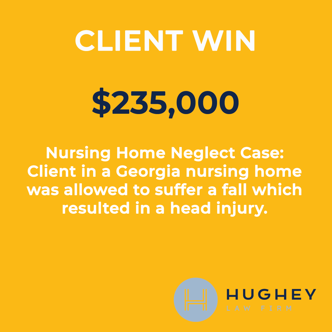 HugheyLawFirm's tweet photo. CLIENT WIN: $235,000
Nursing Home Neglect Case: Client in a Georgia nursing home was allowed to suffer a fall which resulted in a head injury.

Results not guaranteed. Each case must be evaluated on its own merits. https://t.co/I3TmEsTkWc