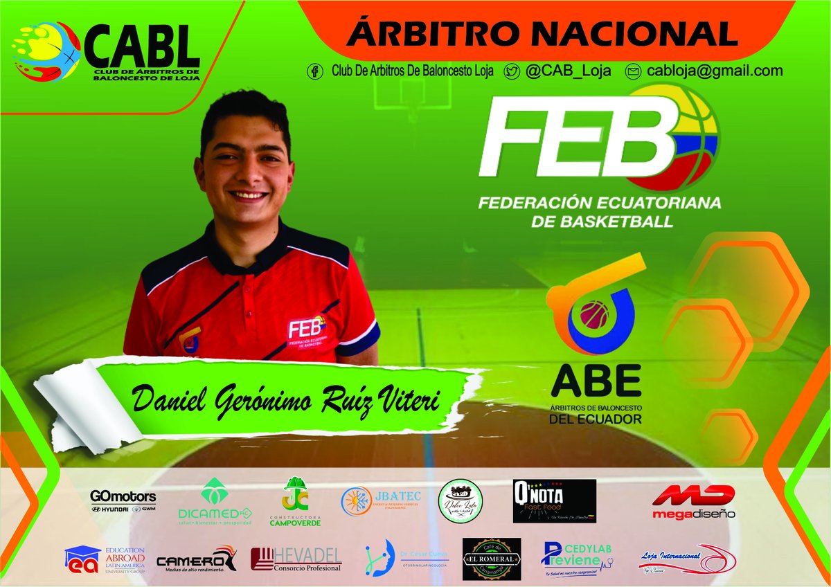 CabLoja's tweet photo. Queremos felicitar a nuestros compañeros Meche, Daniel, por su designación y participación en la Liga U18 femenina sede en Catamayo (5,6 de febrero 2022), esperamos que esta participación sea el inicio de un excelente camino en el arbitraje nacional para todos nuestros compañeros https://t.co/vQIhtJTfK8