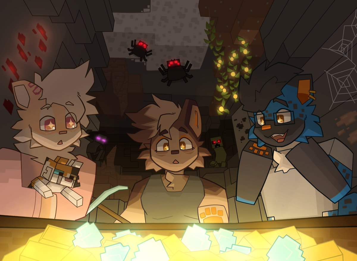 Minecraft themed comm for <a href="/DingusHyena/">Dingus Hyena</a> feat. <a href="/LadleWitch/">Callie 🔜 ANE</a>!