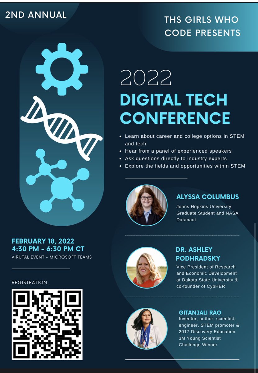 Be sure to attend Girls Who Code's Second Annual Digital Tech Conference! Open to all students interested in STEM.