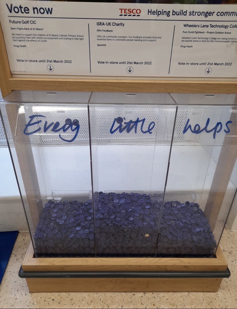futuregolfcic's tweet photo. Currently sitting in second place at 
@Tesco #hallgreen if you’re passing please drop us a few coins in and help us to help the children of @StAlbans_Sch @golffoundation @SportBirmingham @sported_WM https://t.co/GzMYzmwRaV