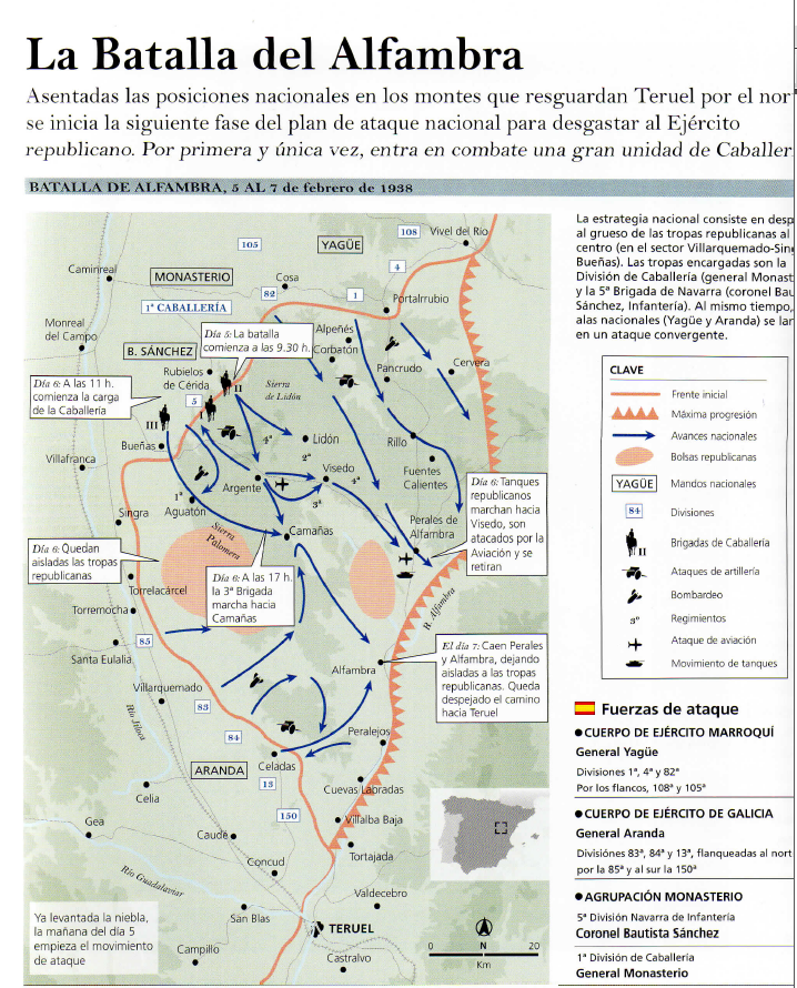 civil_spanish's tweet photo. After yesterday's breakthrough by the 51st #Nationalist Division, #OTD 1938 Monasterio's 1st. Cavalry Division starts to move towards the #Alfambra, reaching #Aguaton and #Camañas and isolating the republican troops defending #Palomera ridge. https://t.co/b74zvfzzpi