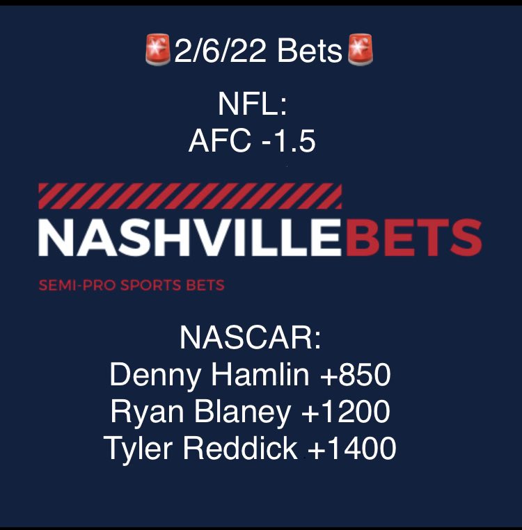 We’ve got a BIG #NASCAR day! Who is your favorite to win the #BuschLightClash? Drop a like/RT if you’re riding with <a href="/Nashville_Bets/">Nashville Bets</a>!
🏁🏎🏁🏎🏁🏎🏁🏎🏁🏎🏁🏎
#gamblingtwitter | #bettingtwitter
