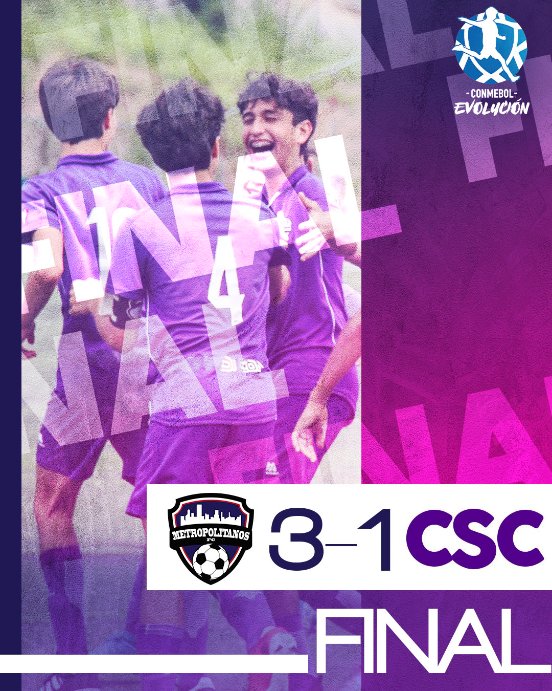 MetroCantera's tweet photo. ¡Contundente victoria violeta! 💪

Con goles de César Pérez, Alexander Granko y Jorge Neri la categoría Sub-13 de Metropolitanos FC derrotó 3-1 a Charallave SC y avanzó a la siguiente ronda en el #ConmebolEvolution 🏆

#VamosMetro 💜⚽ https://t.co/kzQAnmGdnx